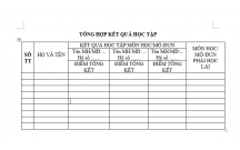 TỔNG HỢP KẾT QUẢ HỌC TẬP