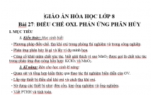 HÓA 8 ĐẶC ĐIỂM CỦA PHẢN ỨNG PHÂN HỦY