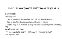 TOÁN LỚP 1 : ÔN TẬP PHÉP TRỪ VÀ CỘNG   ( PV LÀ 10)