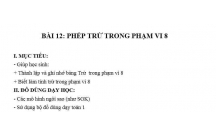 TOÁN LỚP 1 : PHÉP TRỪ  ( PV LÀ 8)