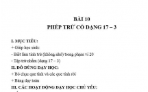 TOÁN LỚP 1 : PHÉP TRỪ