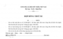 HỢP ĐỒNG THUÊ XE