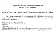 HỢP ĐỒNG VAY TÀI SẢN KHÔNG CÓ BIỆN PHÁP BẢO ĐẢM 2018